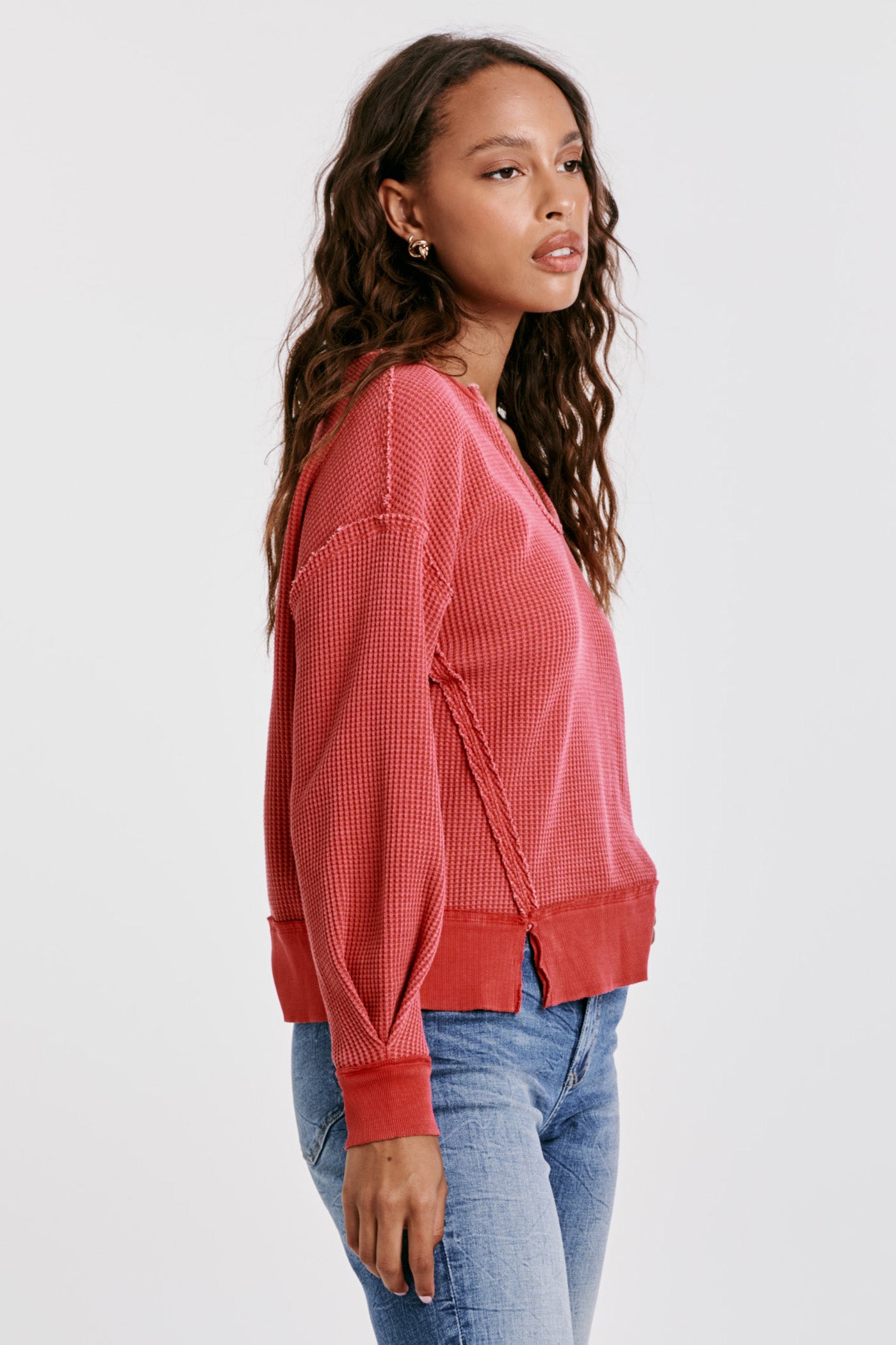 Dear John Zyra Thermal Oversized Top in Viva Magenta