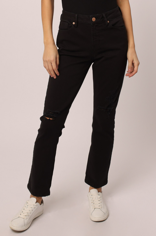 Dear John Blaire Black Straight High Rise Cropped Jean