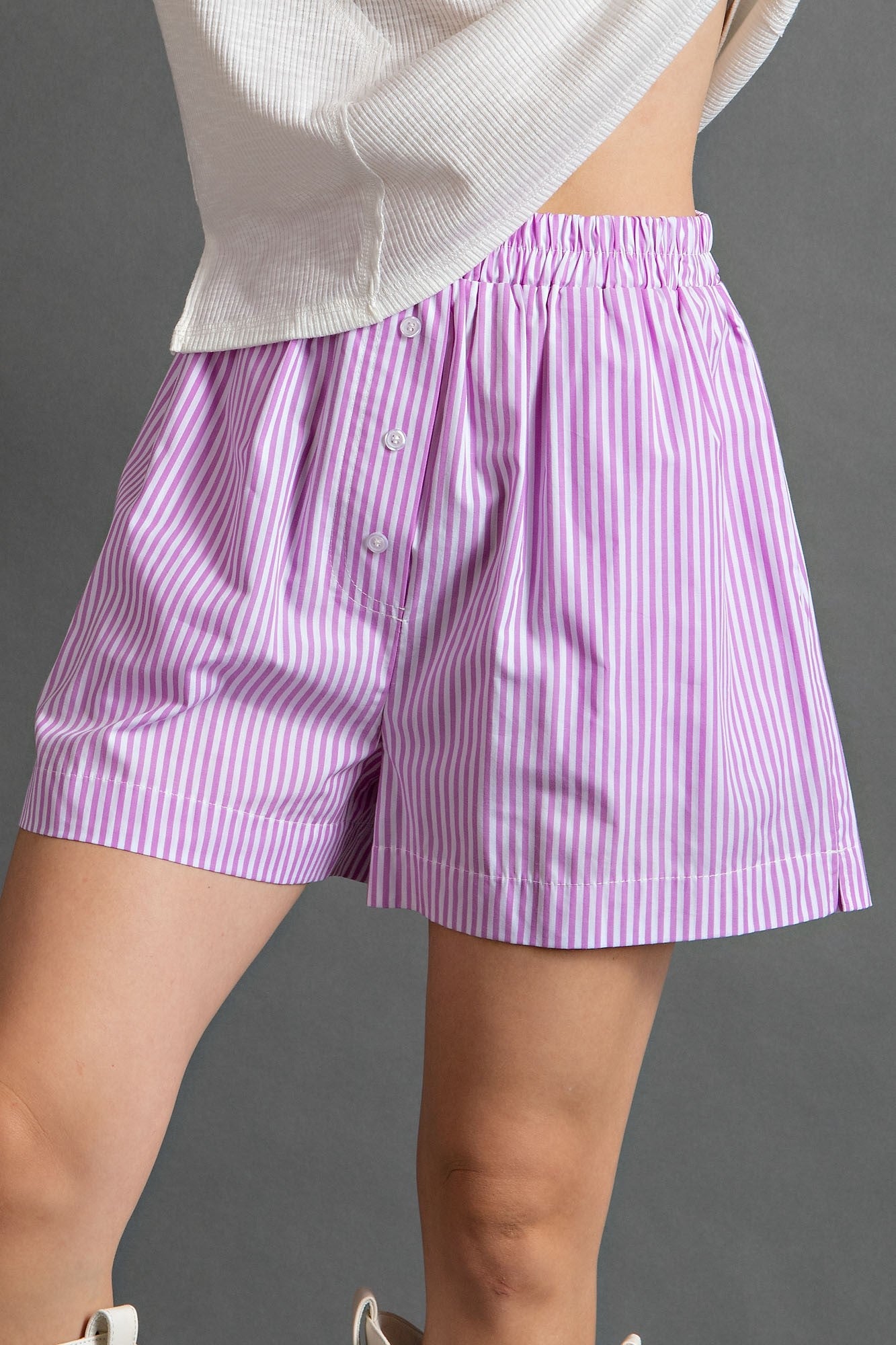 Wmns Striped Boxer Shorts MD Lilac Rose