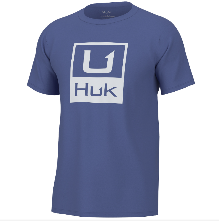 Huk Stacked Logo Tee Wedgewood LG