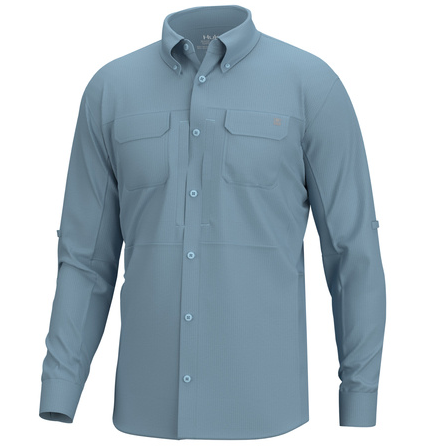 Huk A1A Woven Long Sleeve Shirt Crystal Blue SM