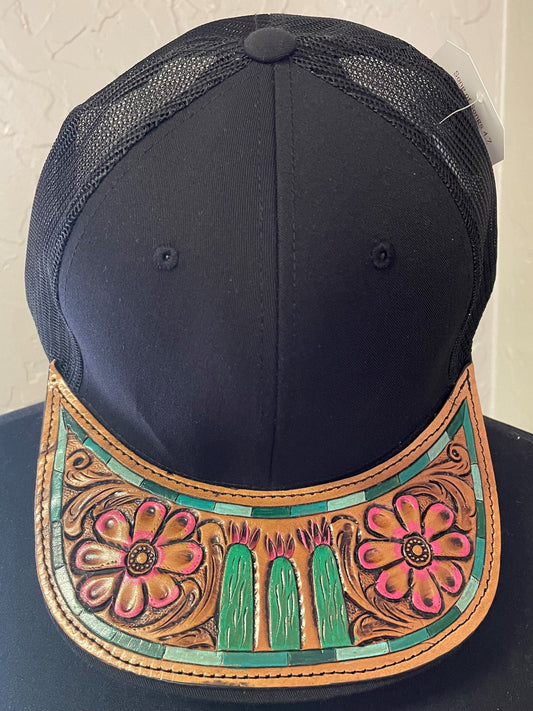 Tooled Leather Cap