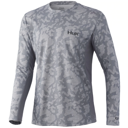 Huk Long Sleeve Icon X Running Lakes Shirt Overcast Grey S