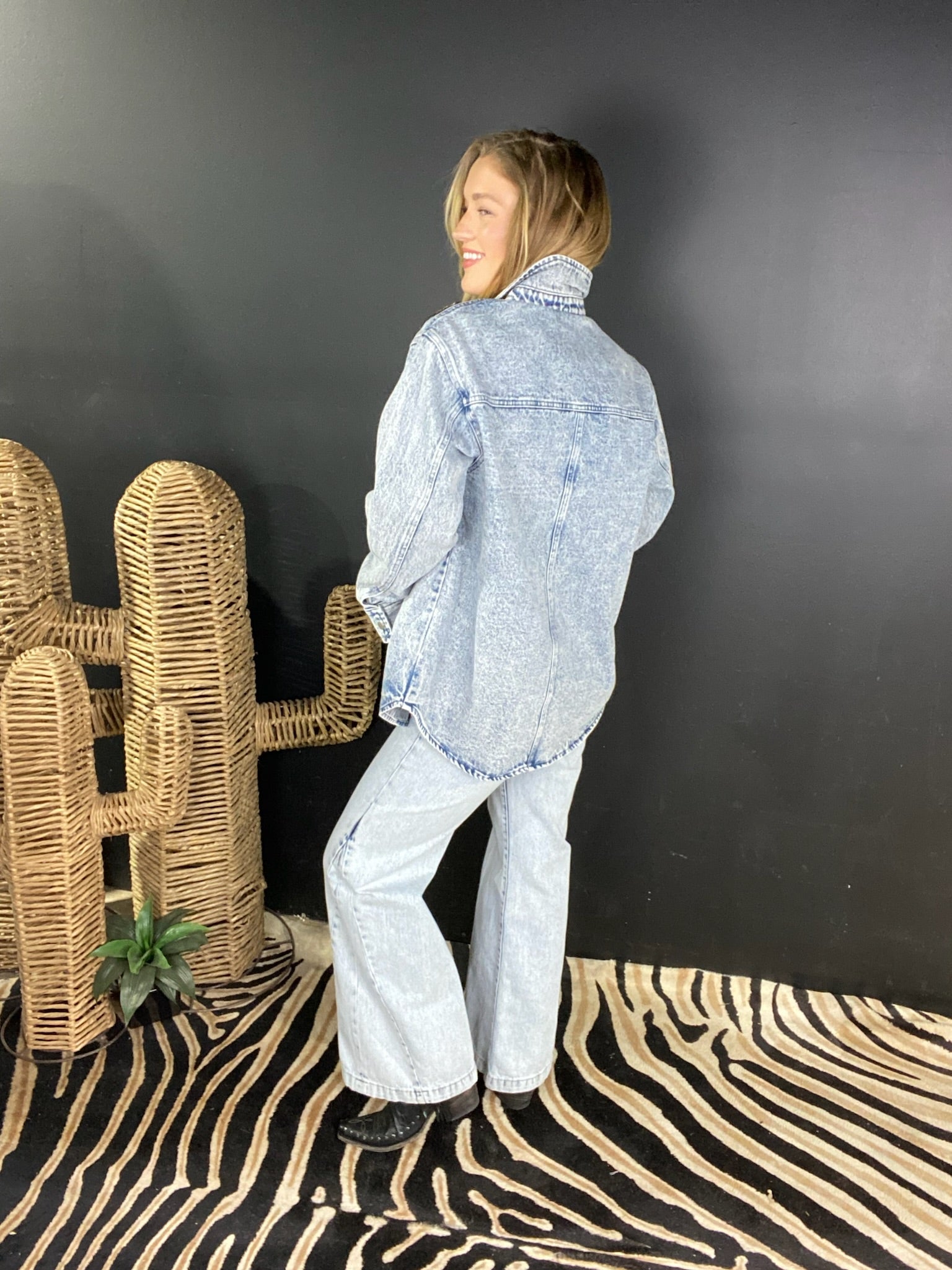 Gettin' Kinda Western Light Denim Patchwork Jacket