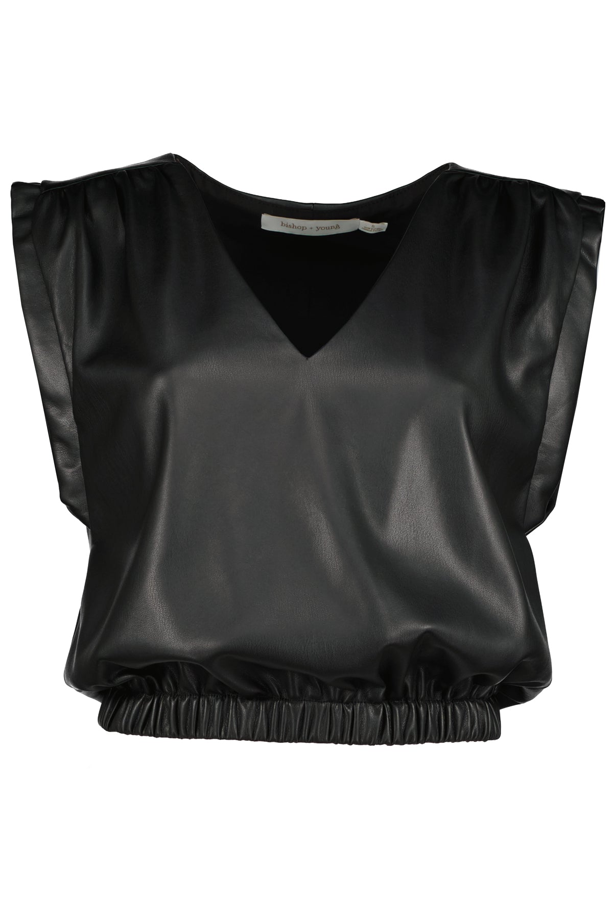 Simone Vegan Black Leather Top