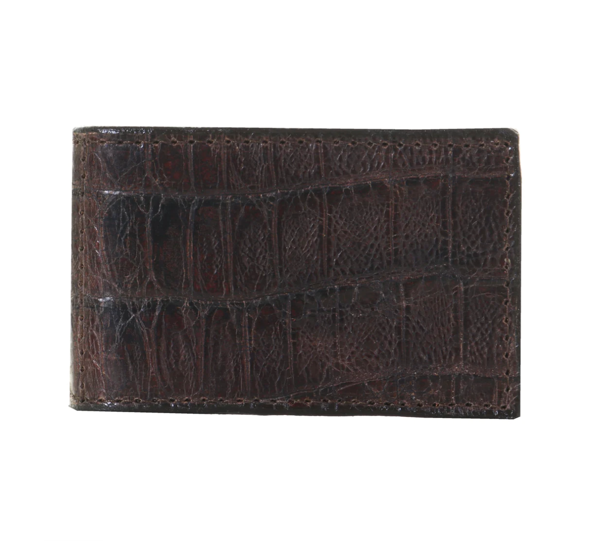 Double J Brown Knife Tail Gator Print Money Clip Wallet