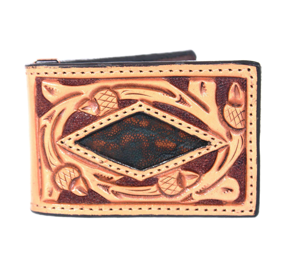 Double J Hand-Tooled Elephant Inlayed Money Clip Wallet – Cowboy ...