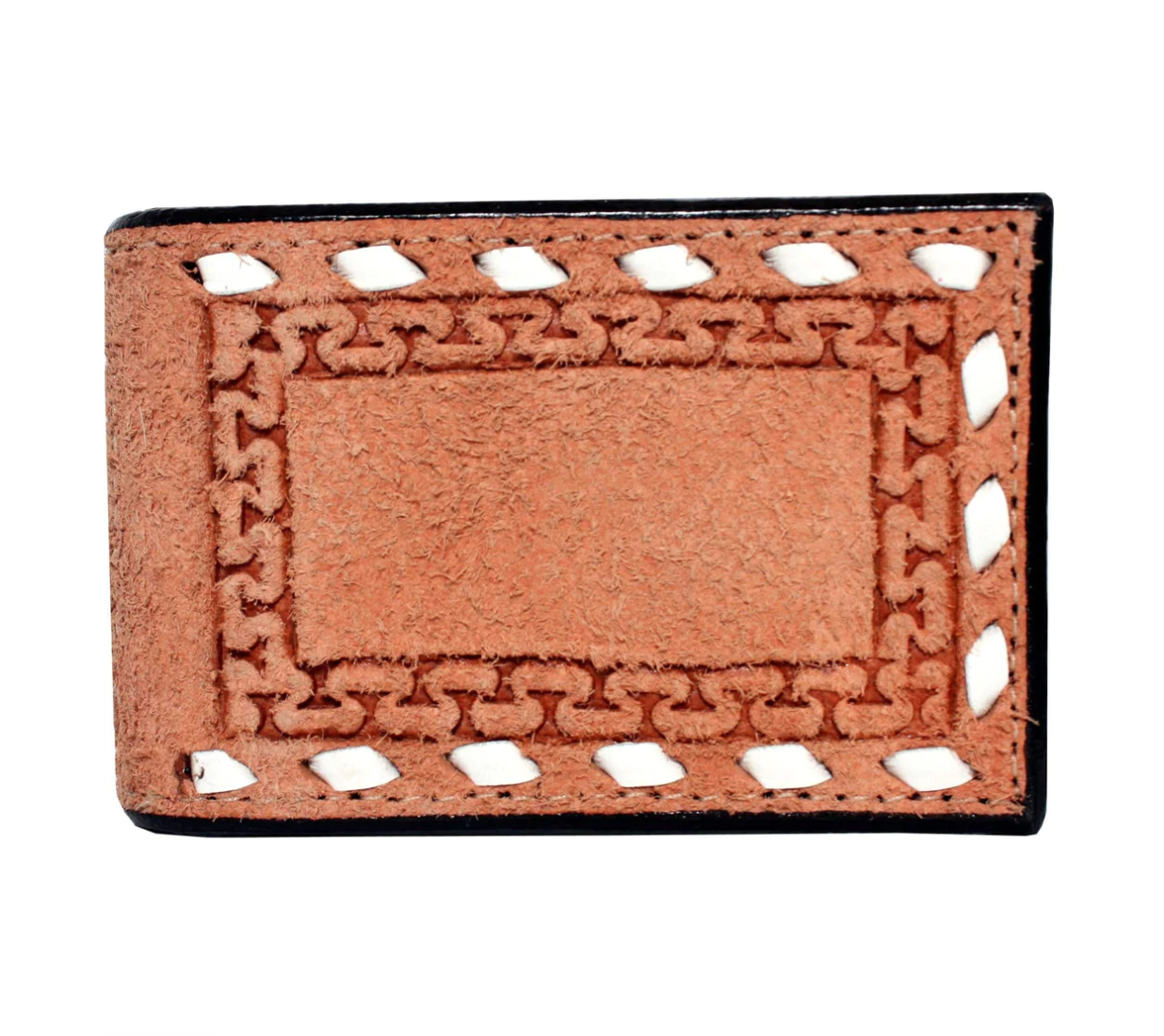 Double J Rough-Out Buckstitched Money Clip