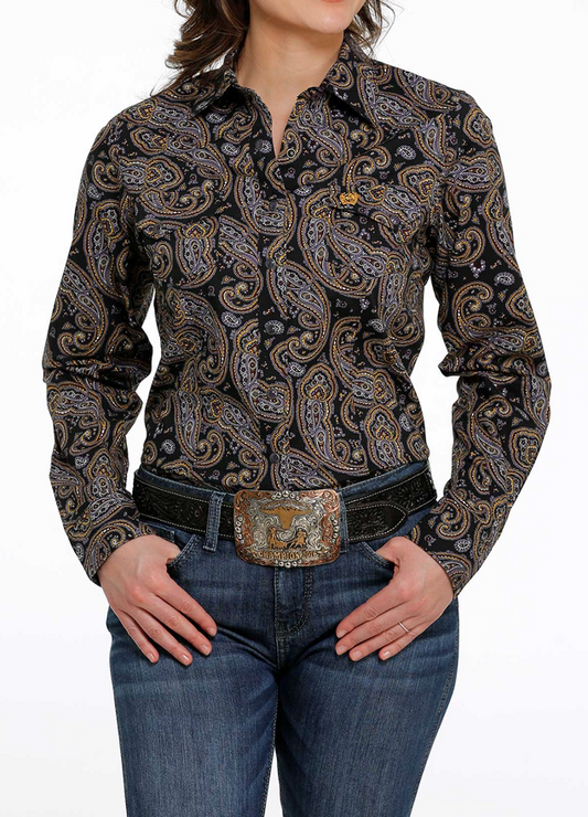 Cinch Womens Button Down Paisley Print Western Shirt