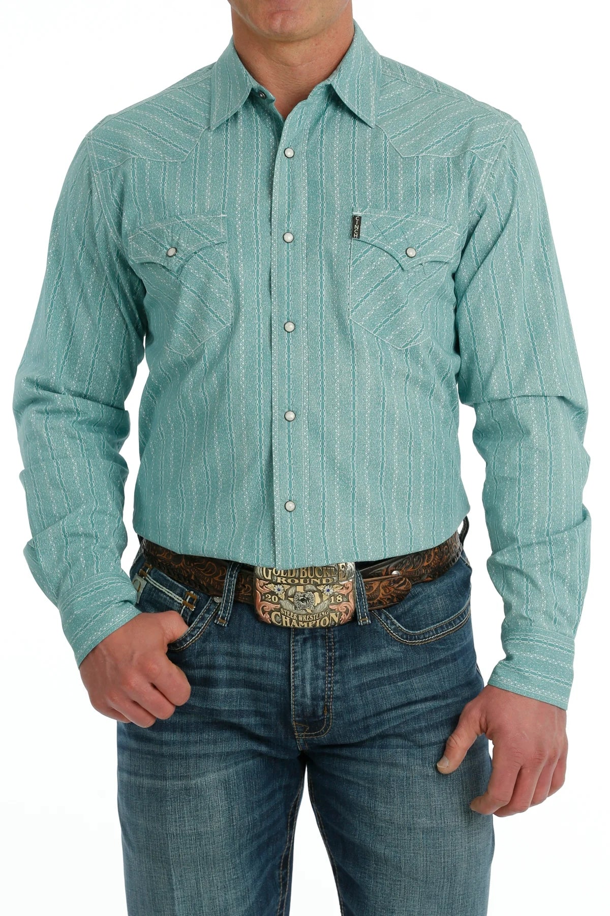 Cinch Men's Modern Fit Turquoise Snap Shirt