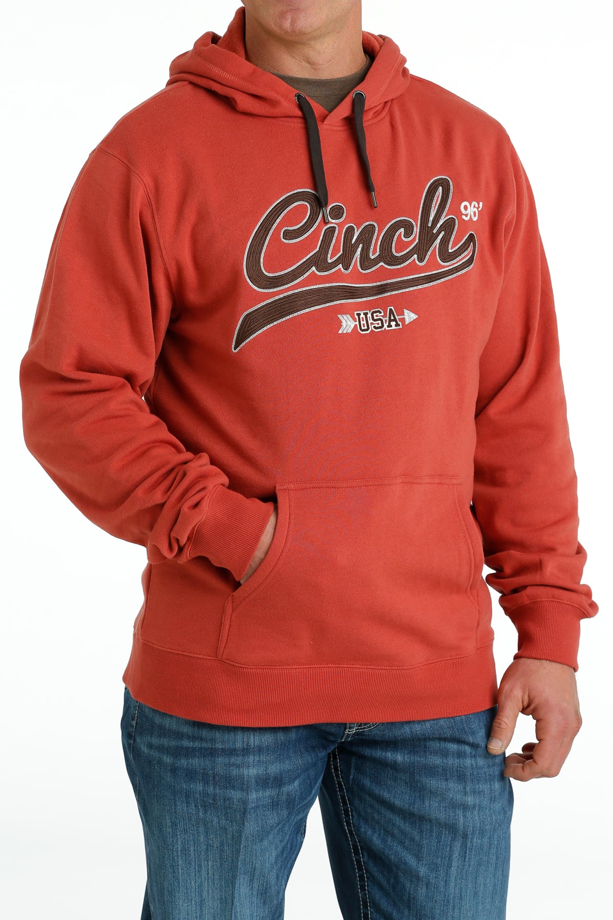 Cinch Logo Pullover Hoodie in Red