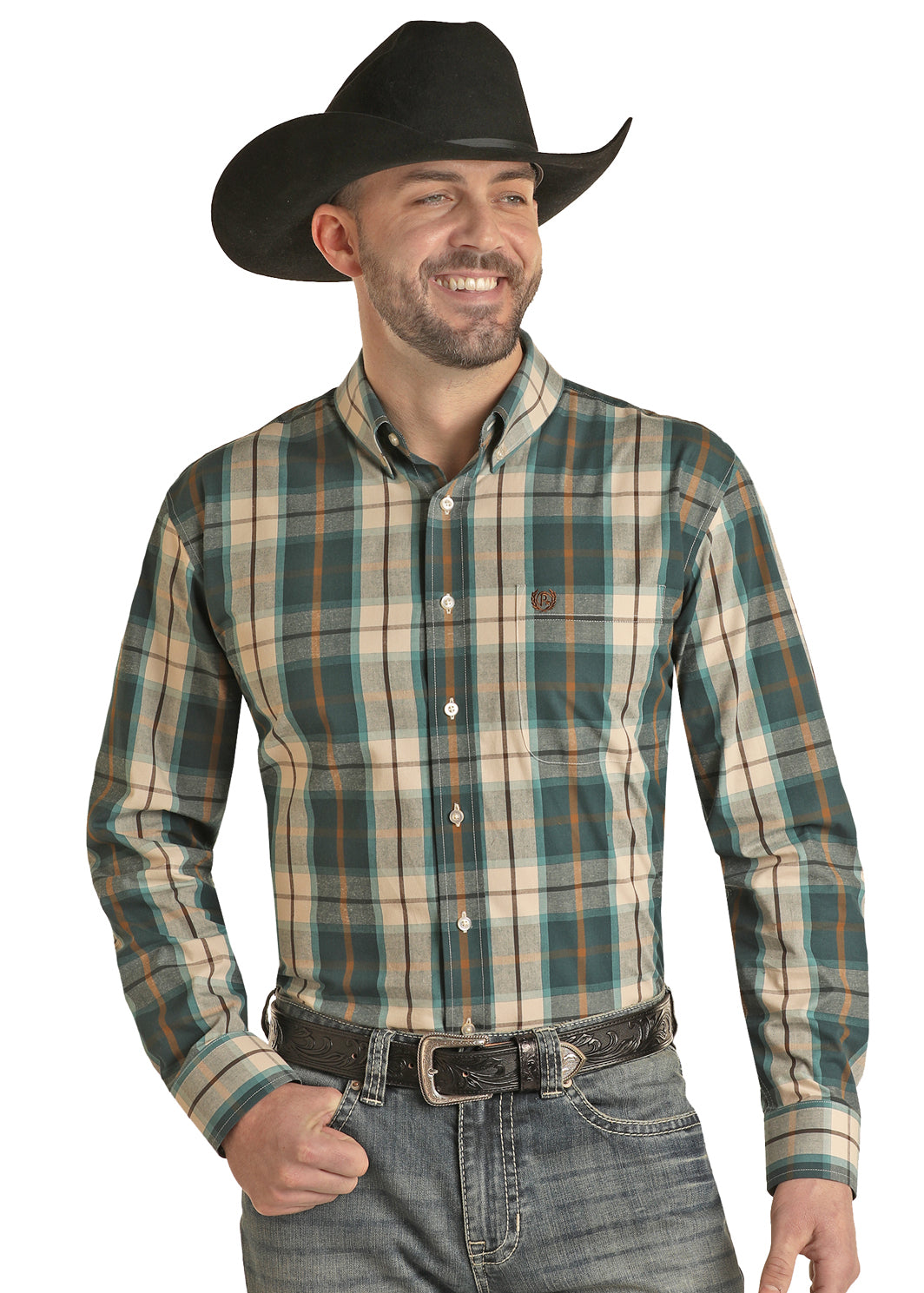 Panhandle Evergreen Plaid Button Down Shirt