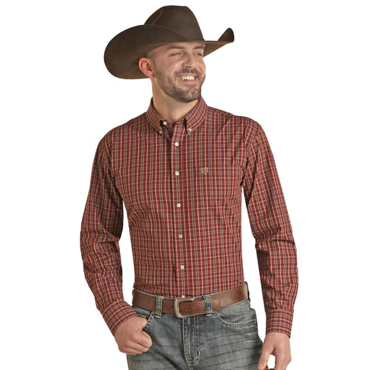 Panhandle Men's Plaid Scarlet Shirt