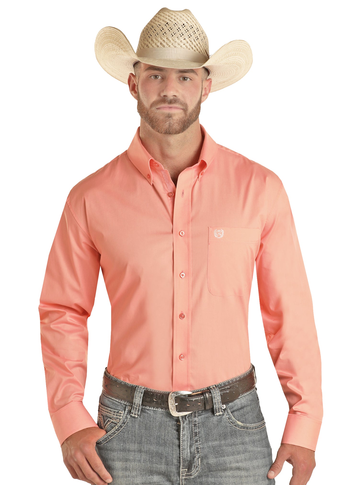 Panhandle Melon Regular Fit Solid Button Down Shirt