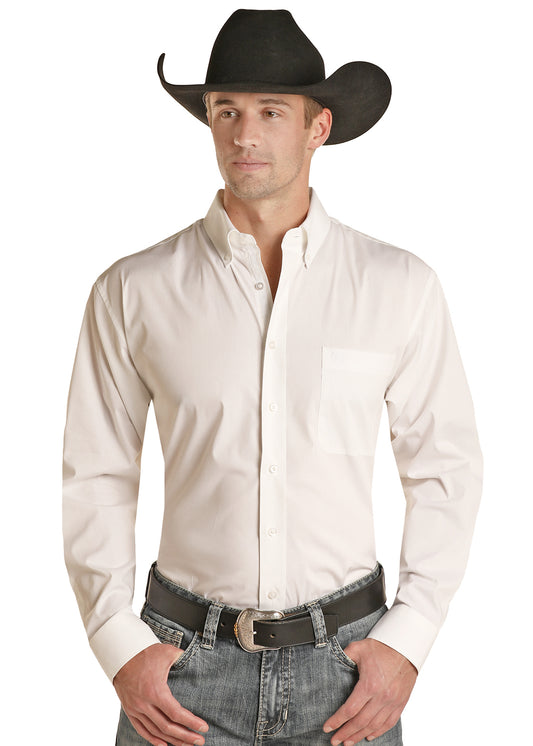 Panhandle Men's White Solid Poplin Shirt