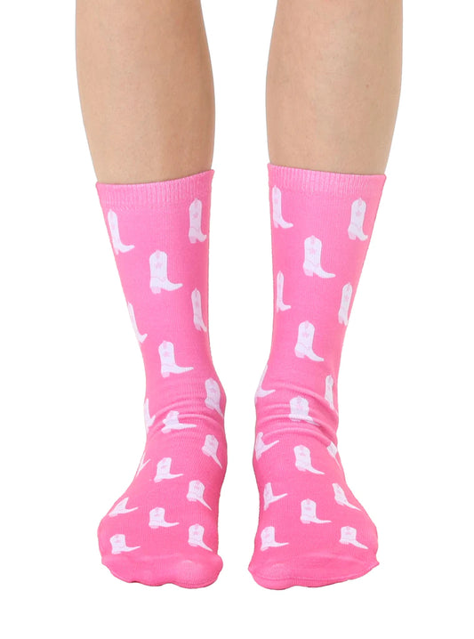 Pink Boots Crew Sock