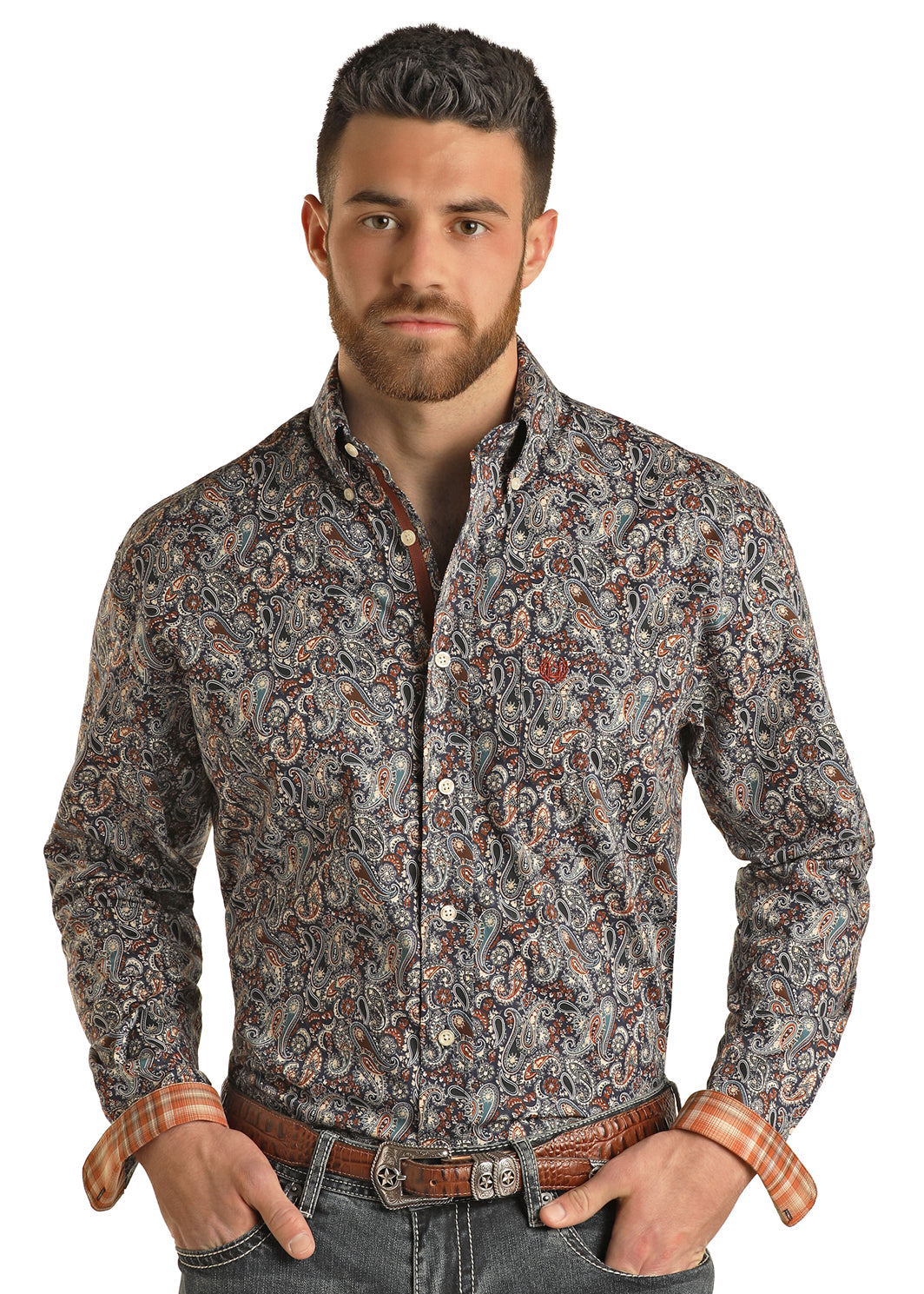 Panhandle Navy Paisley Button Down Shirt