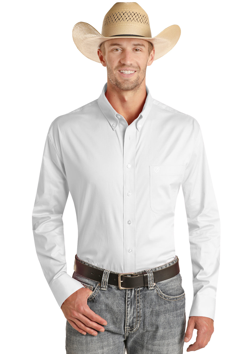 Rock and Roll Solid White Button Down Shirt XXL