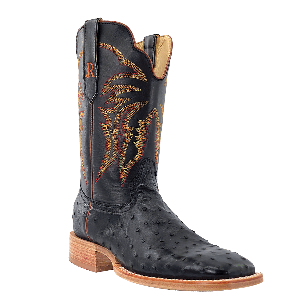 R. Watson Black Full Quill Ostrich Boot