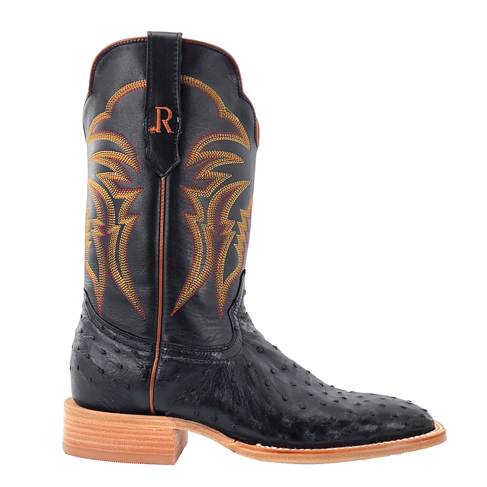 R. Watson Black Full Quill Ostrich Boot