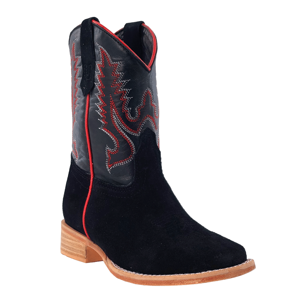 R. Watson Kid's Black Rough Out Boot