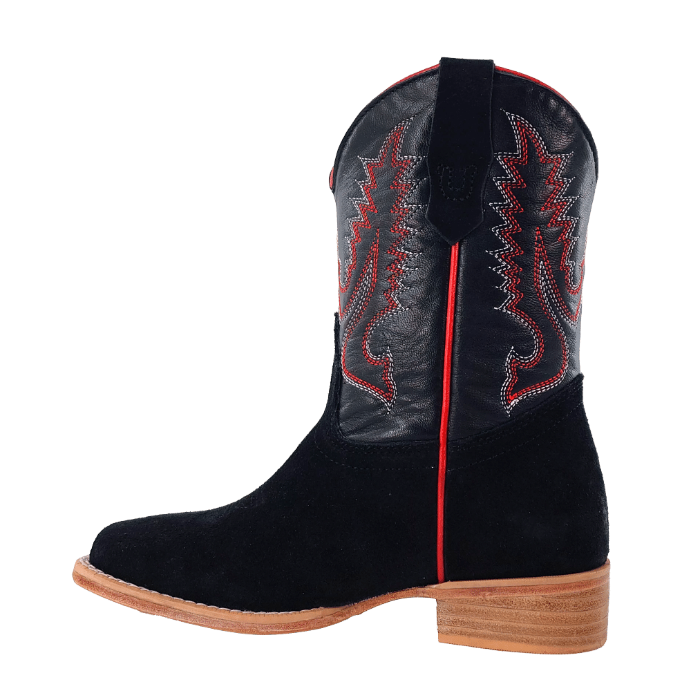 R. Watson Kid's Black Rough Out Boot