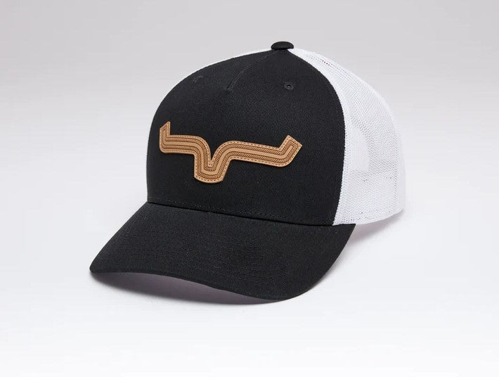 Roped Leather Patch Trucker Cap Black One Size