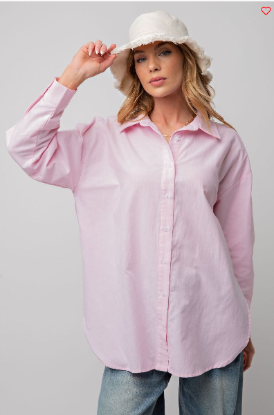 LS Button Down Cotton Shirt LT Pink