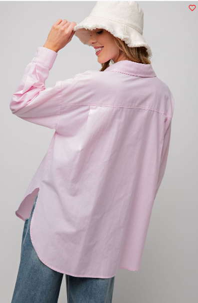 LS Button Down Cotton Shirt LT Pink