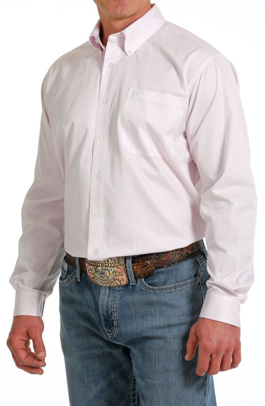 Cinch Men LS Pink Stipe Shirt