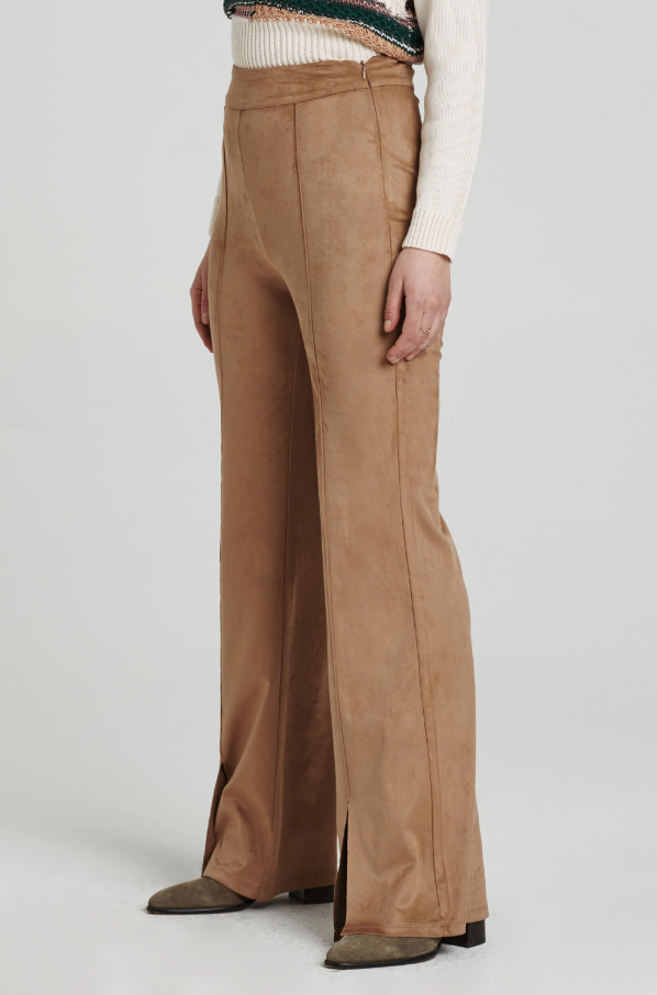 Womens Fallon Flare Suade Pant Walnut