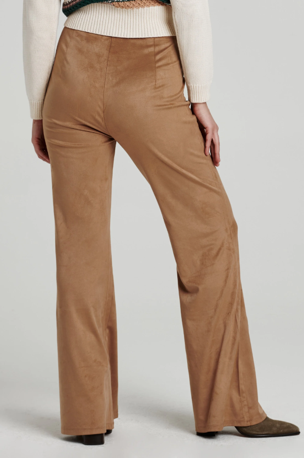 Womens Fallon Flare Suade Pant Walnut