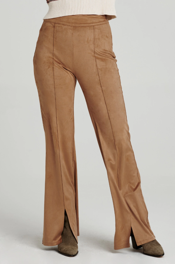 Womens Fallon Flare Suade Pant Walnut