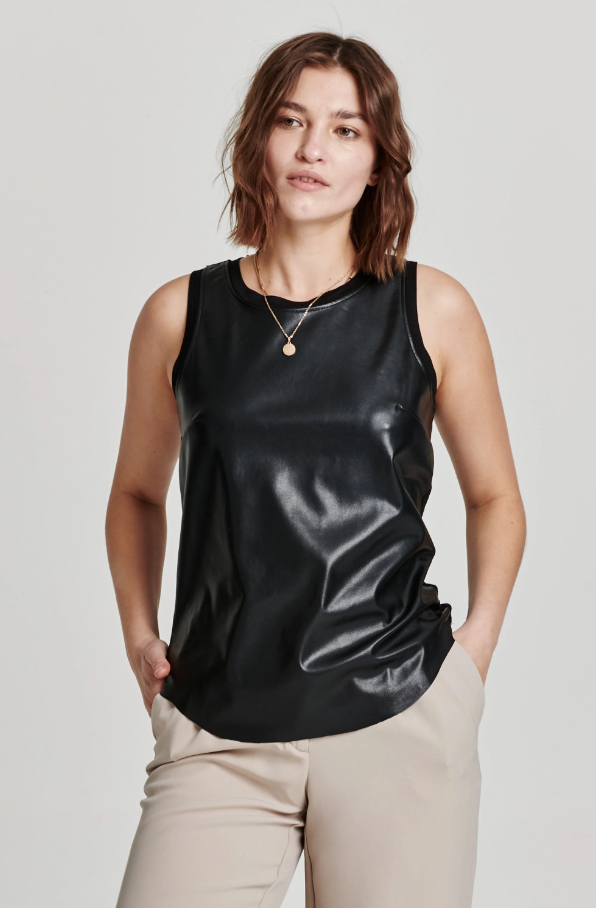 Carmela Tank Black Vegan Leather