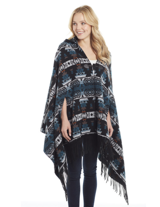 Poncho Open Front Fringe Wrap