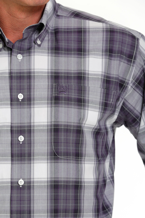 Cinch L/S Purple/White Plaid Shirt