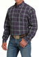 Cinch L/S Pur./Black Plaid Shirt