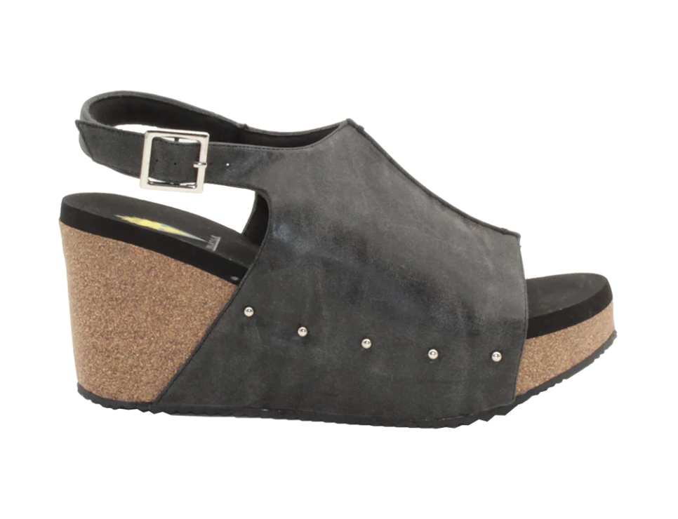 Black Wedge w/ Studs/Buckle Shoe