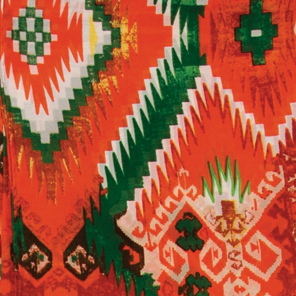 Aztec Orange/Green Silk Scarf