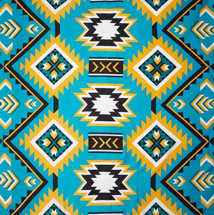 Southwest 20" Teal Gold Silk Scarf