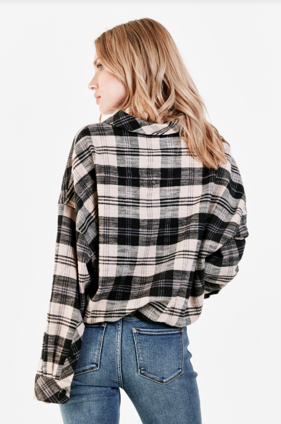 Dear John Xandra Shacket - Black/Cream Plaid