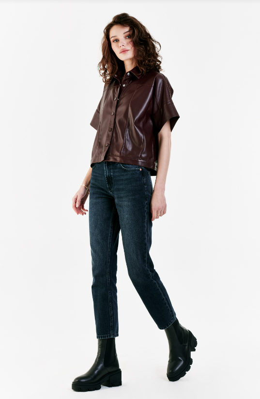 Dear John Bess Leather Shirt - Burgandy