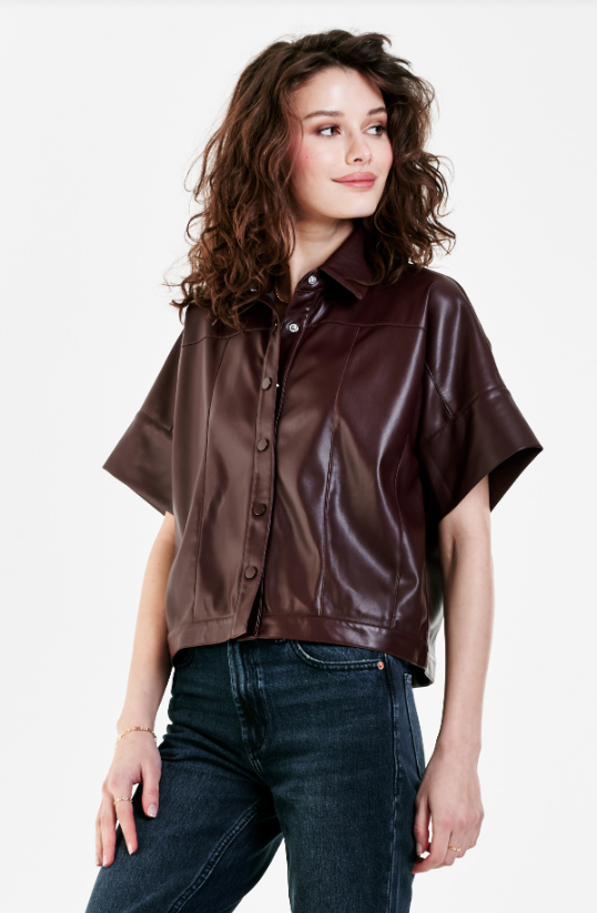 Dear John Bess Leather Shirt - Burgandy