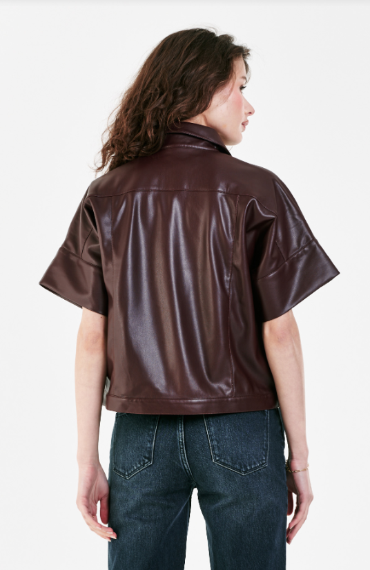 Dear John Bess Leather Shirt - Burgandy