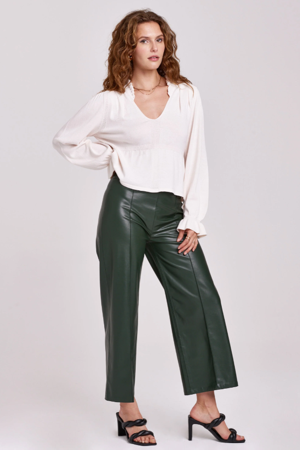 Forest Green Sparkle Wide Leg Crop Pant
