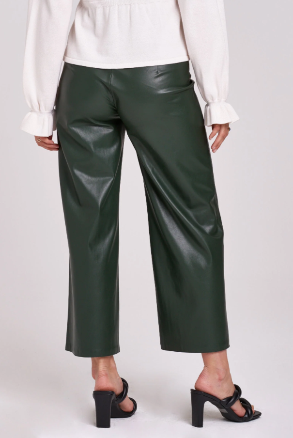 Forest Green Sparkle Wide Leg Crop Pant