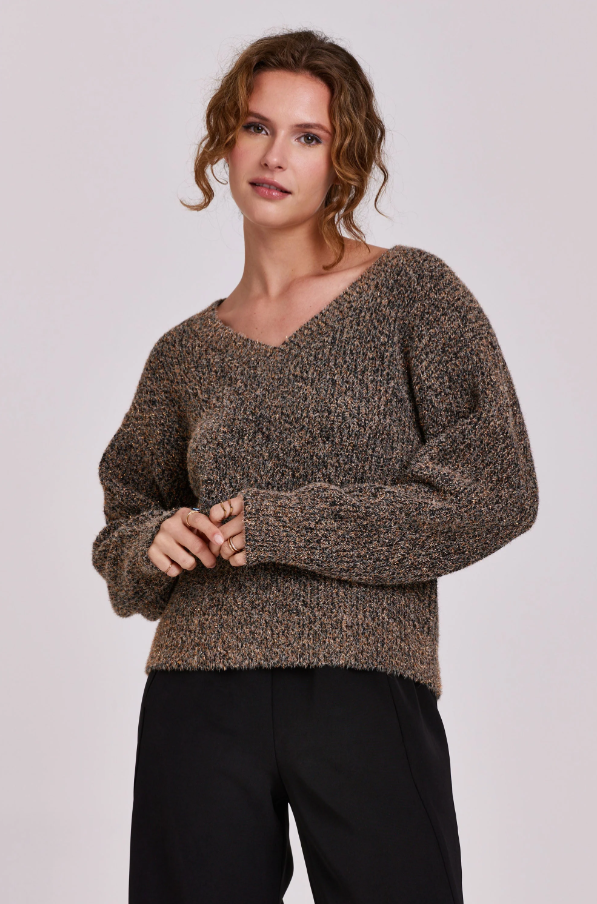 Copper Metallic Textured Yarn Sweater