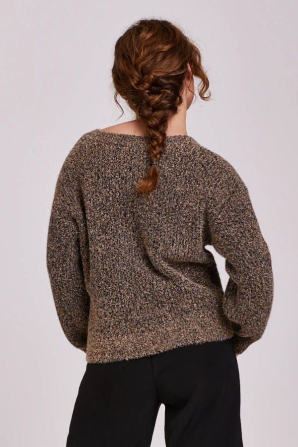 Copper Metallic Textured Yarn Sweater