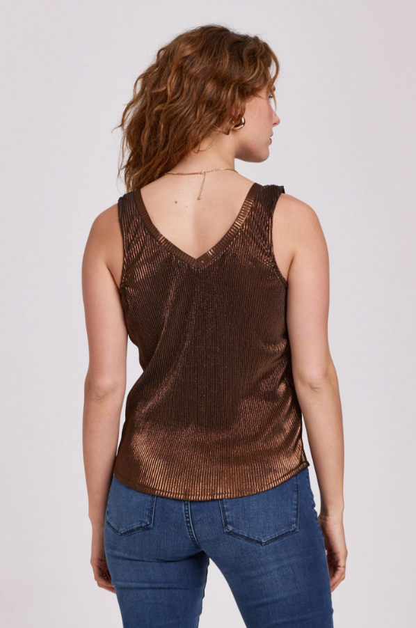 Black w/ Copper Foil Pleated Tank