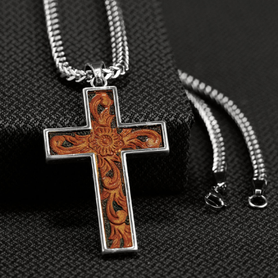 Twister Necklace Leather Cross